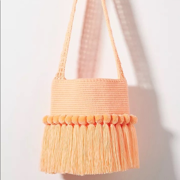Soraya Hennessy Crochet Fringe Bucket Bag